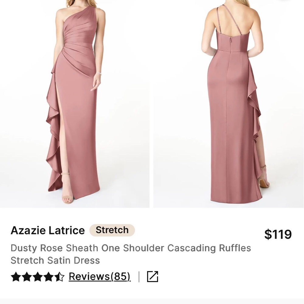 Azazie Dusty Rose One Shoulder Dress with Ruffles